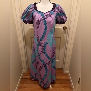 Vintage Hawaiian Dress Muumuu Floral Tropical JaneM Sz 8 Purple Hibiscus